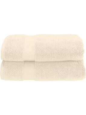Ultra Soft 100% Cotton Bath Towels Set of 2, Fluffy & Absorbent, Oversized Ivory